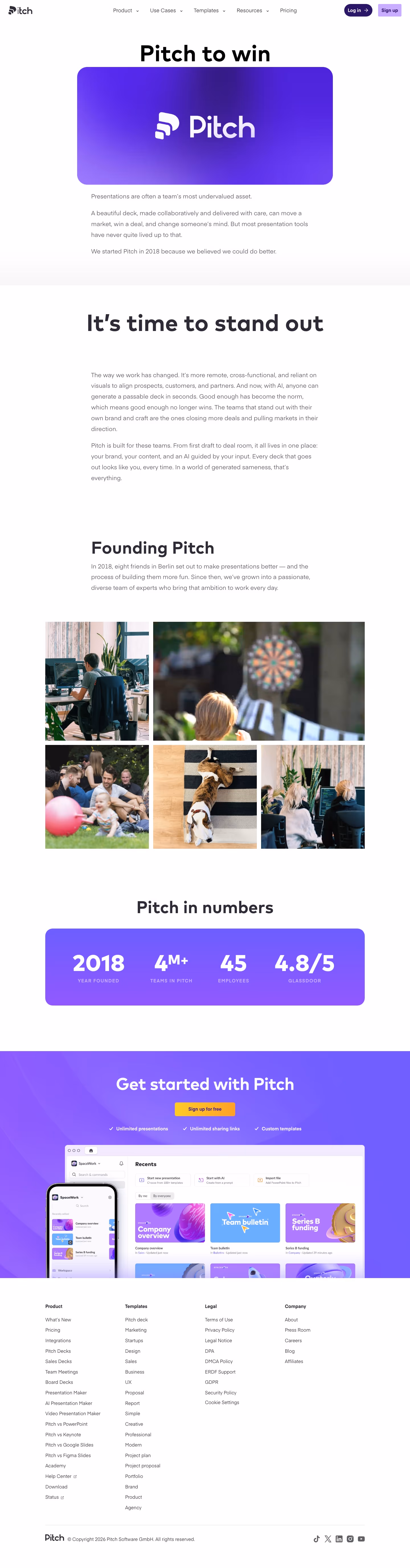 Pitch About Us section design
