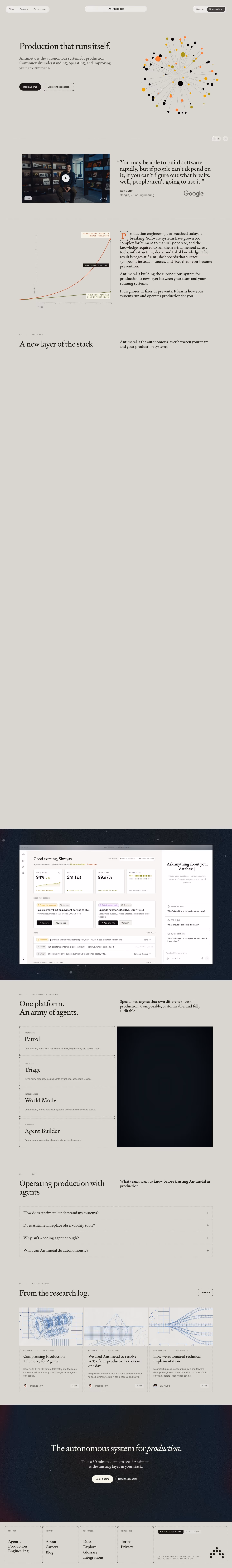 Antimetal landing page design