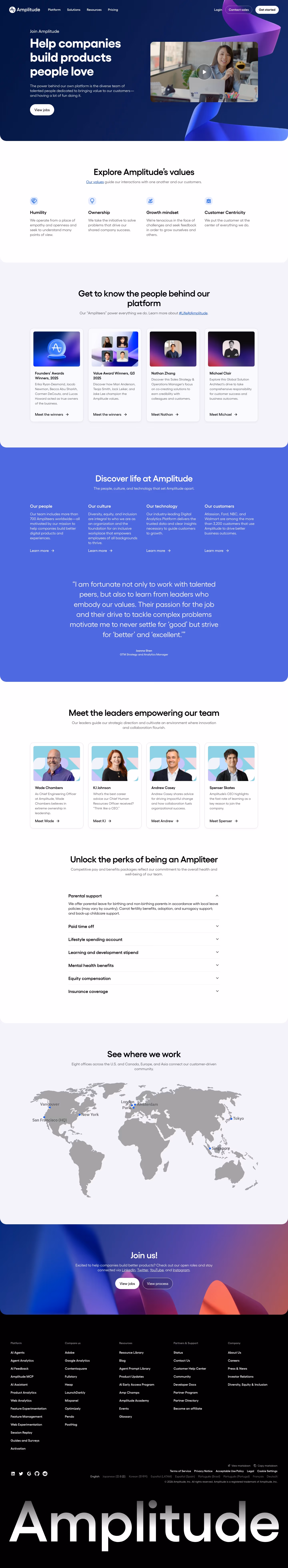 Amplitude Careers pages section design