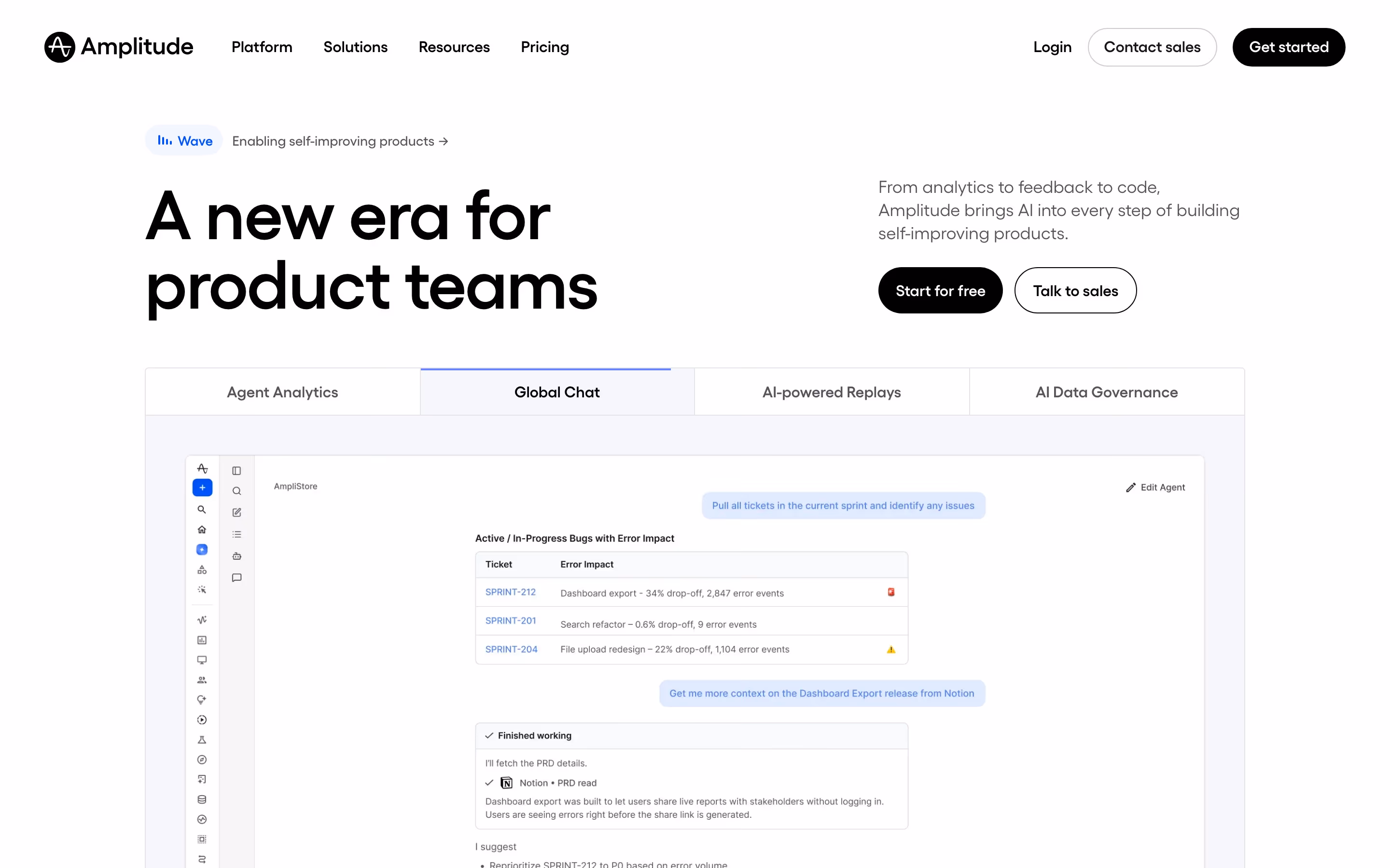 Amplitude hero design — Data & Analytics