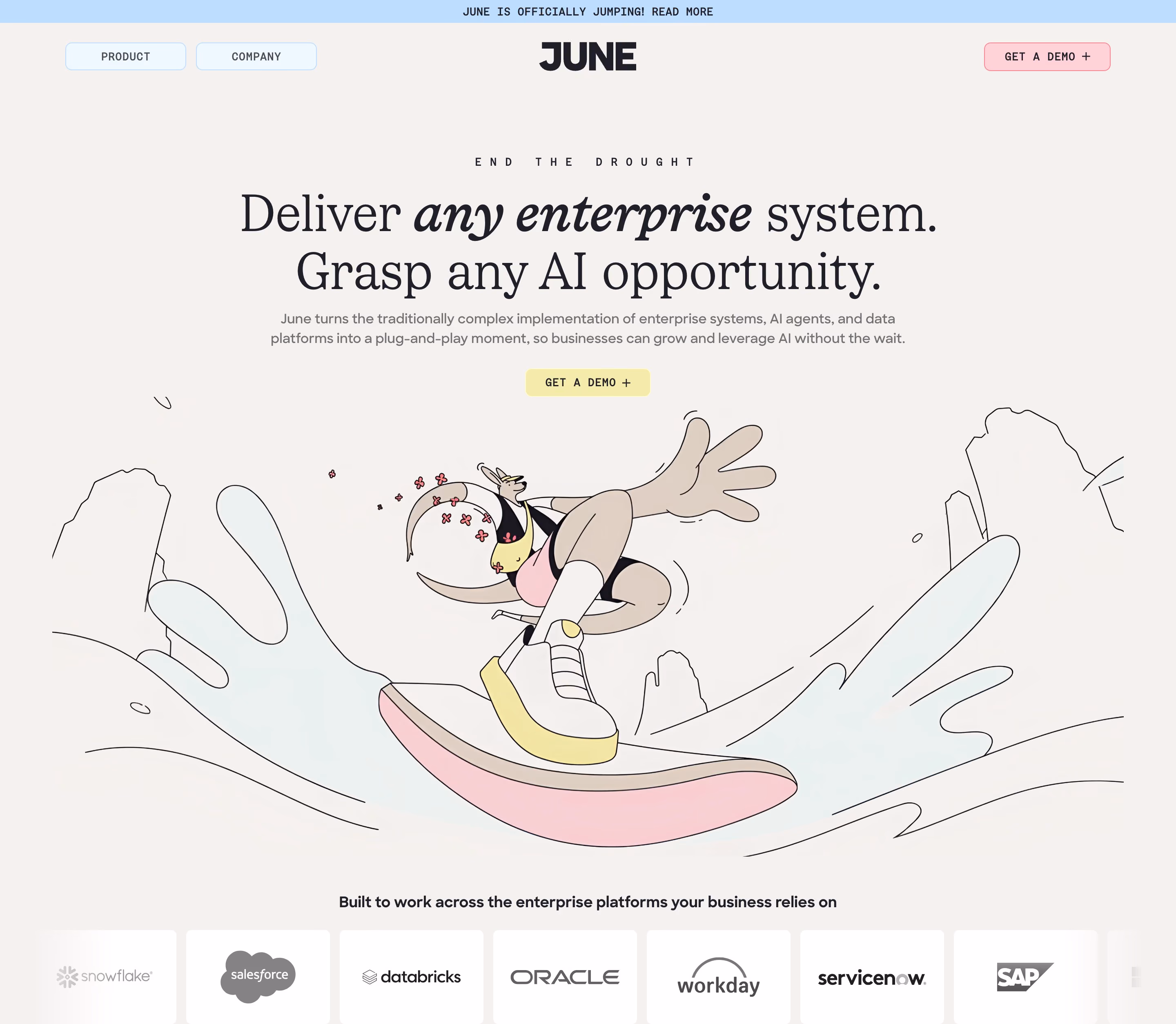 June AI hero section