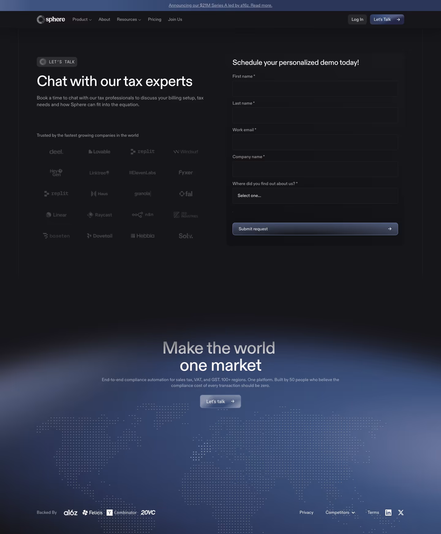Getsphere Contact Us section design