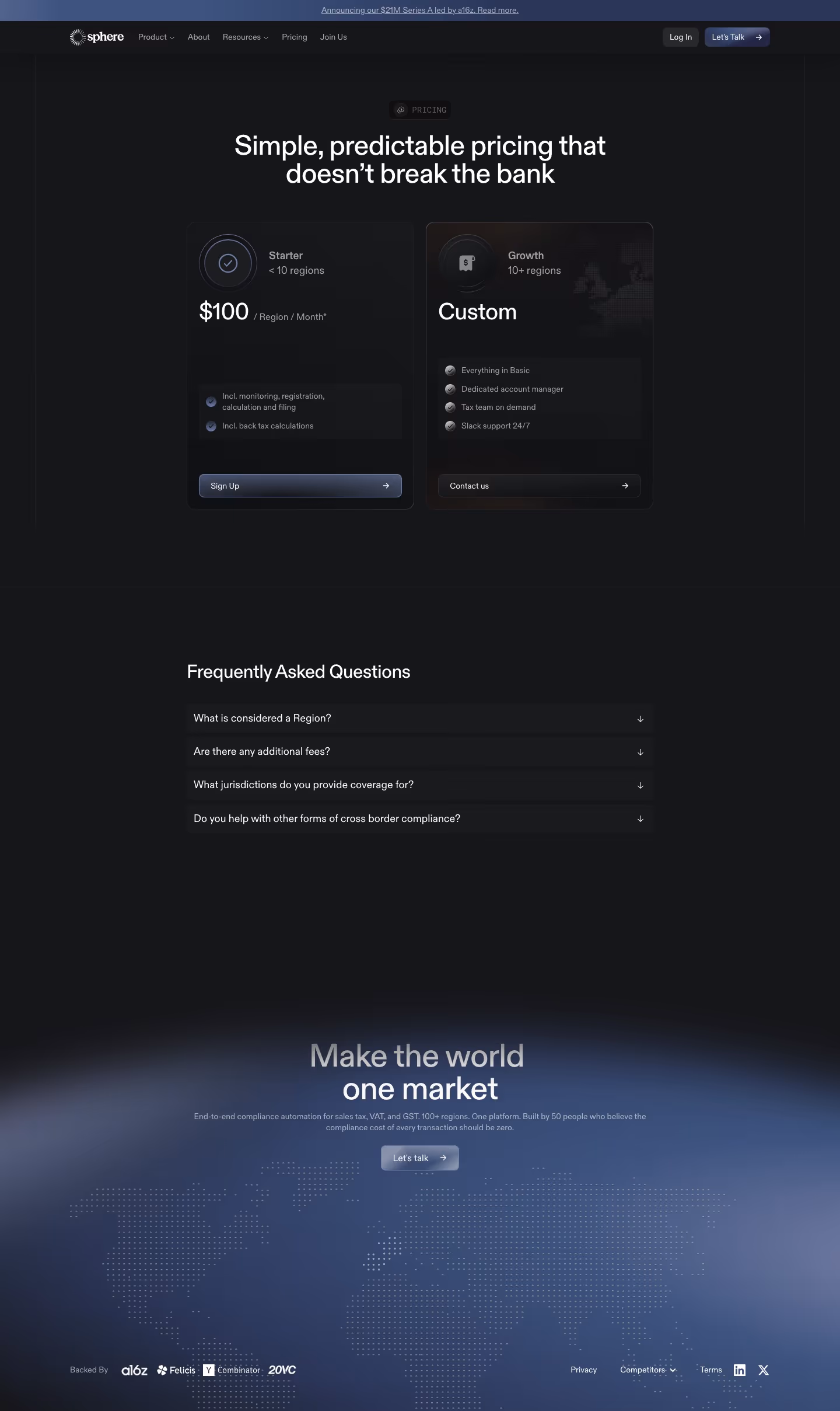 Getsphere Pricing & Plans section design