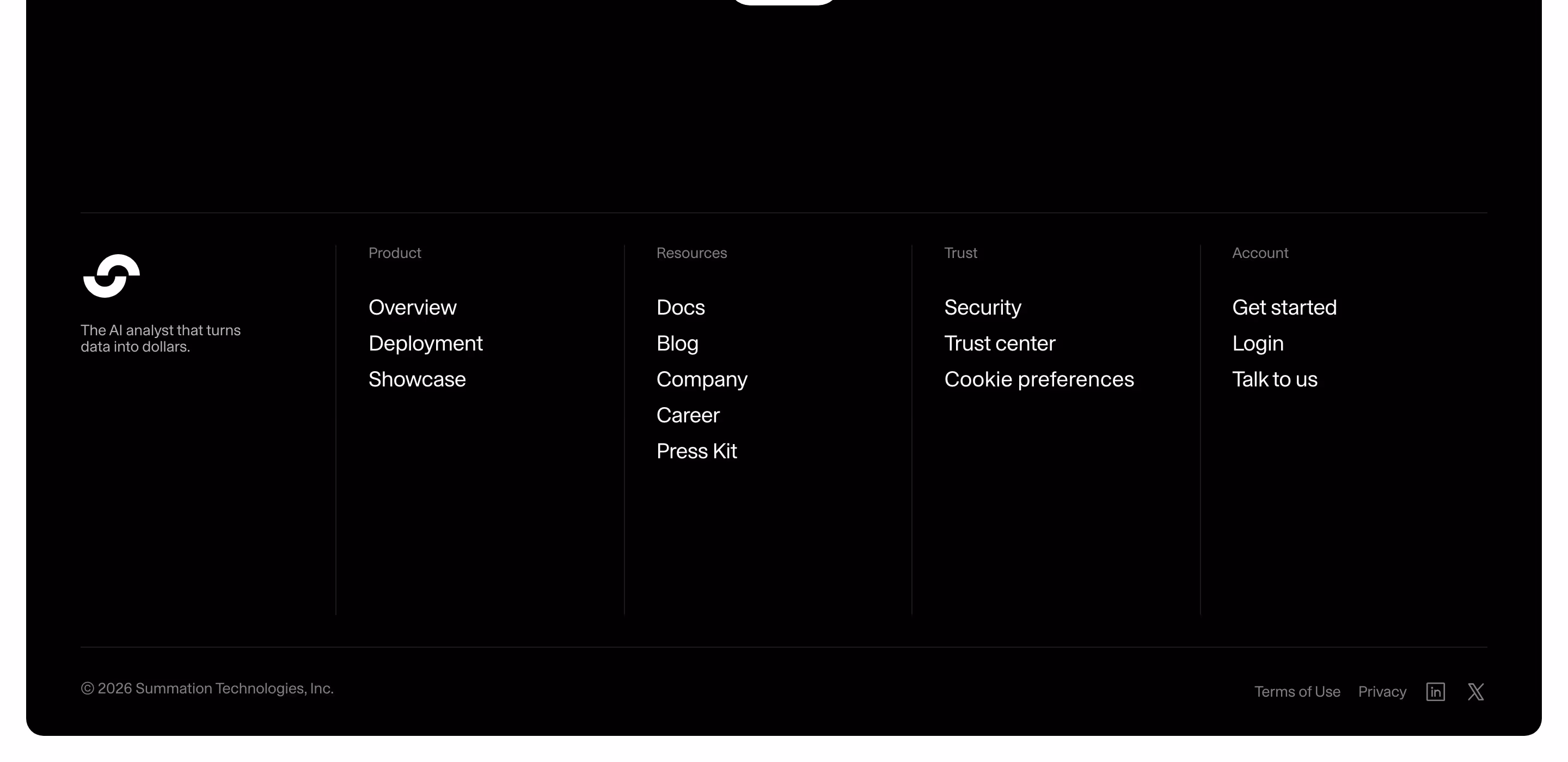 Summation footer design — Data & Analytics