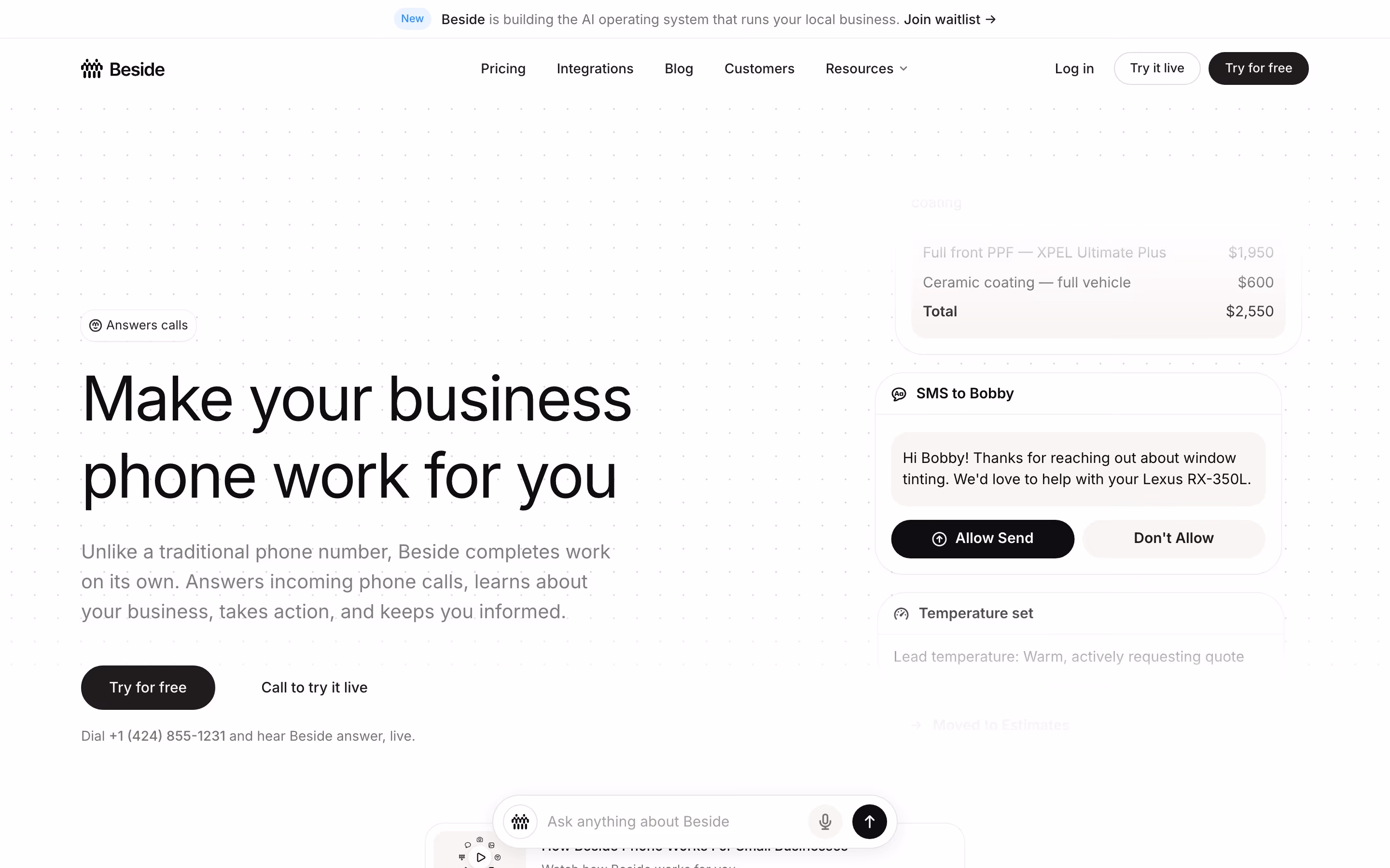 Beside hero — Sales & Support