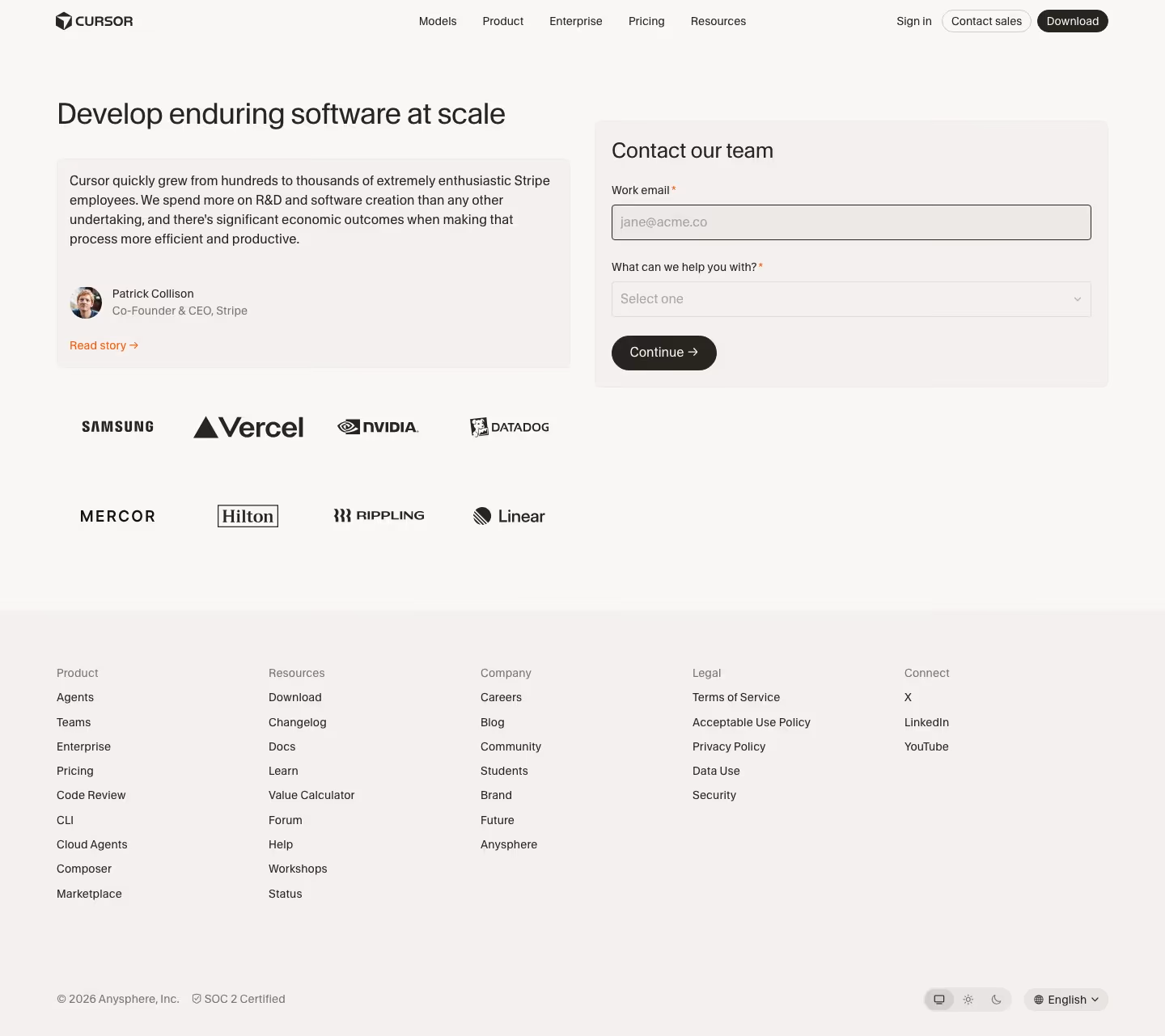 Cursor contact — Engineering & Infrastructure