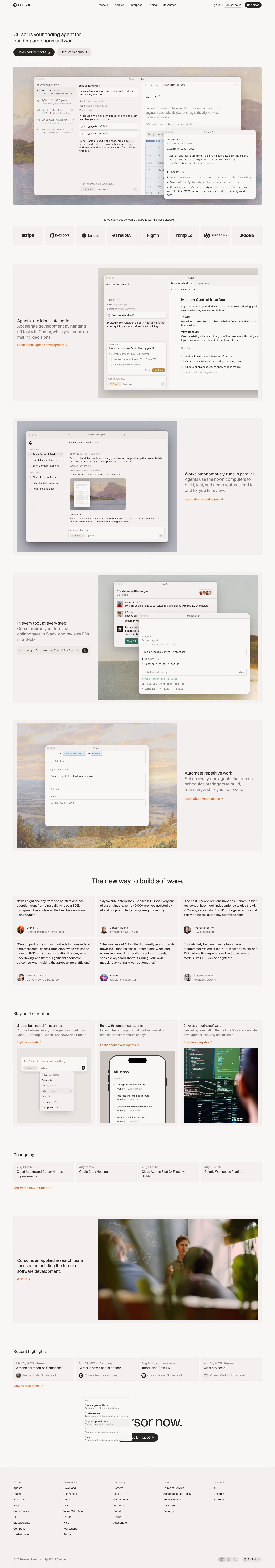 Cursor landing page design — Engineering & Infrastructure