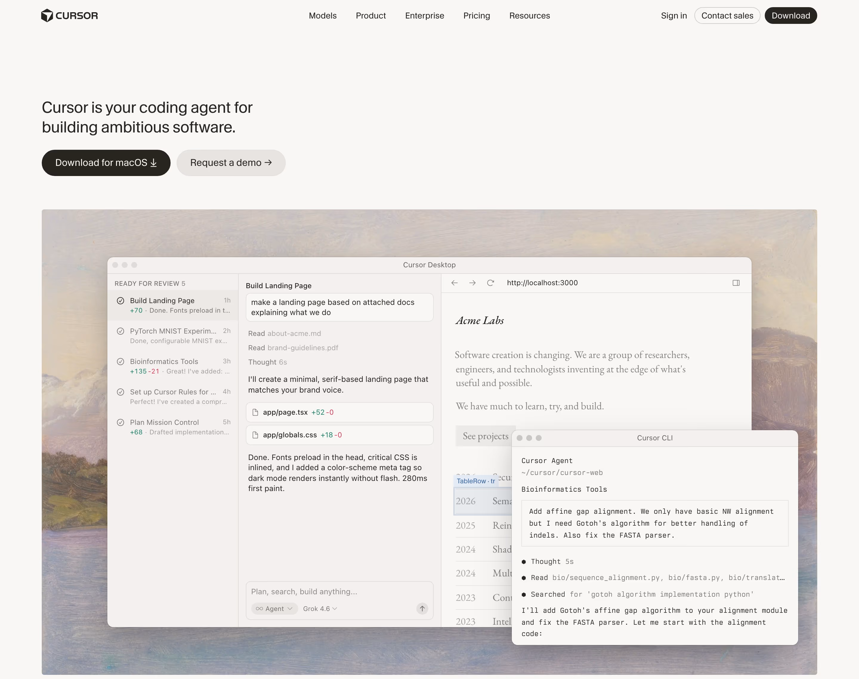 Cursor hero design — Engineering & Infrastructure