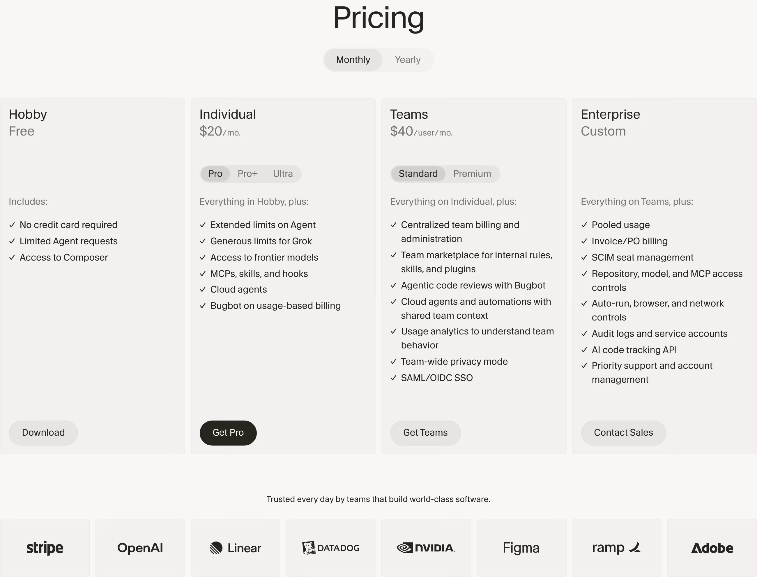 Cursor pricing design — Engineering & Infrastructure