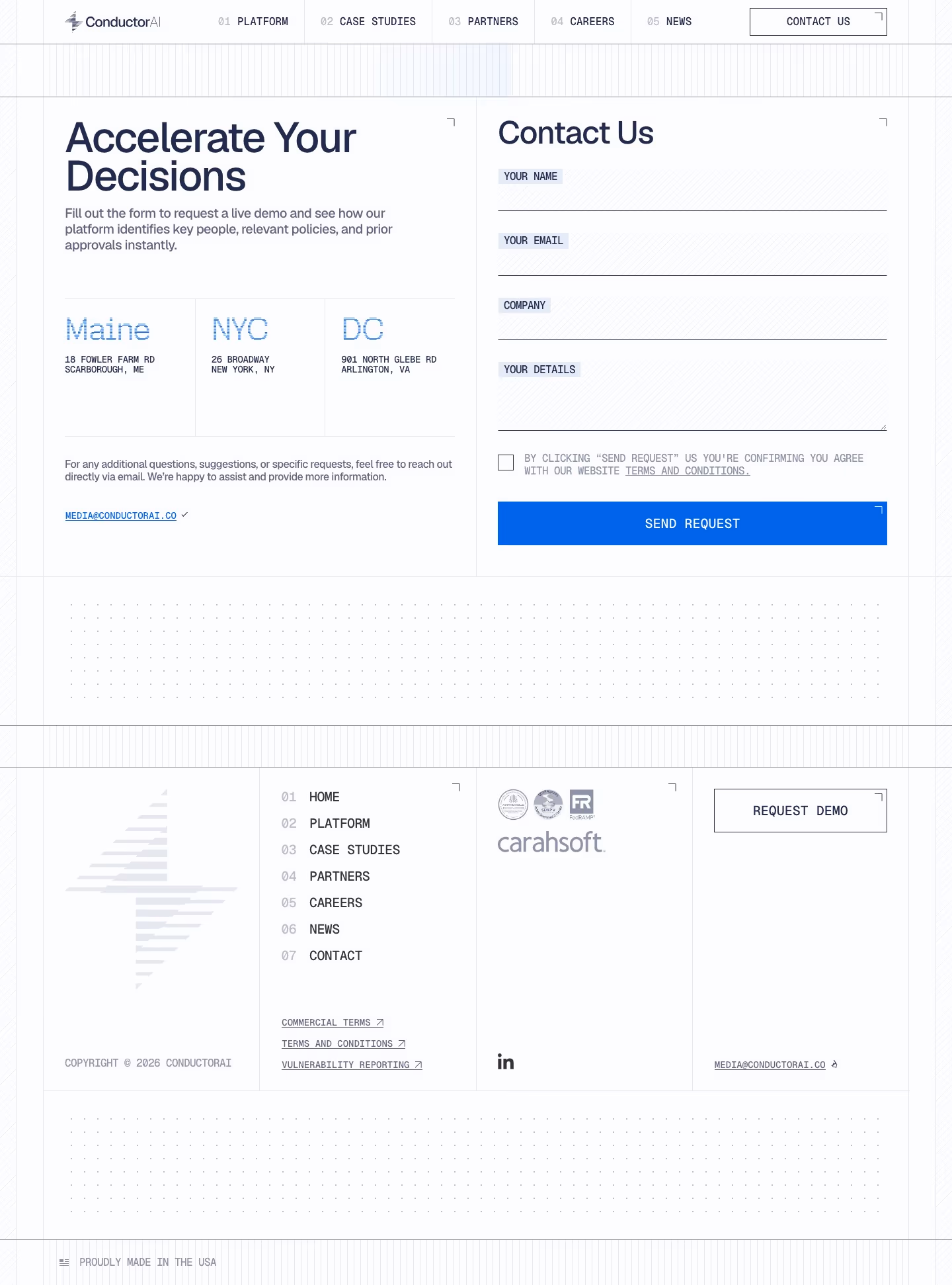 Conductorai Contact Us section design