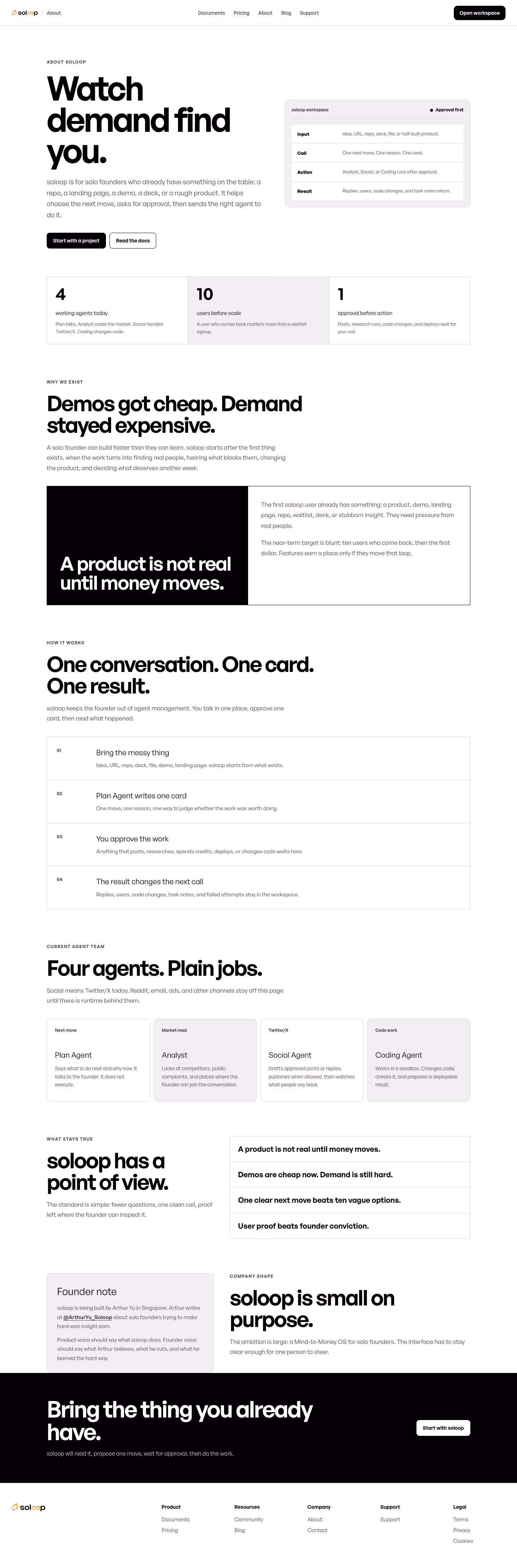 Soloop about us design — Finance & Commerce