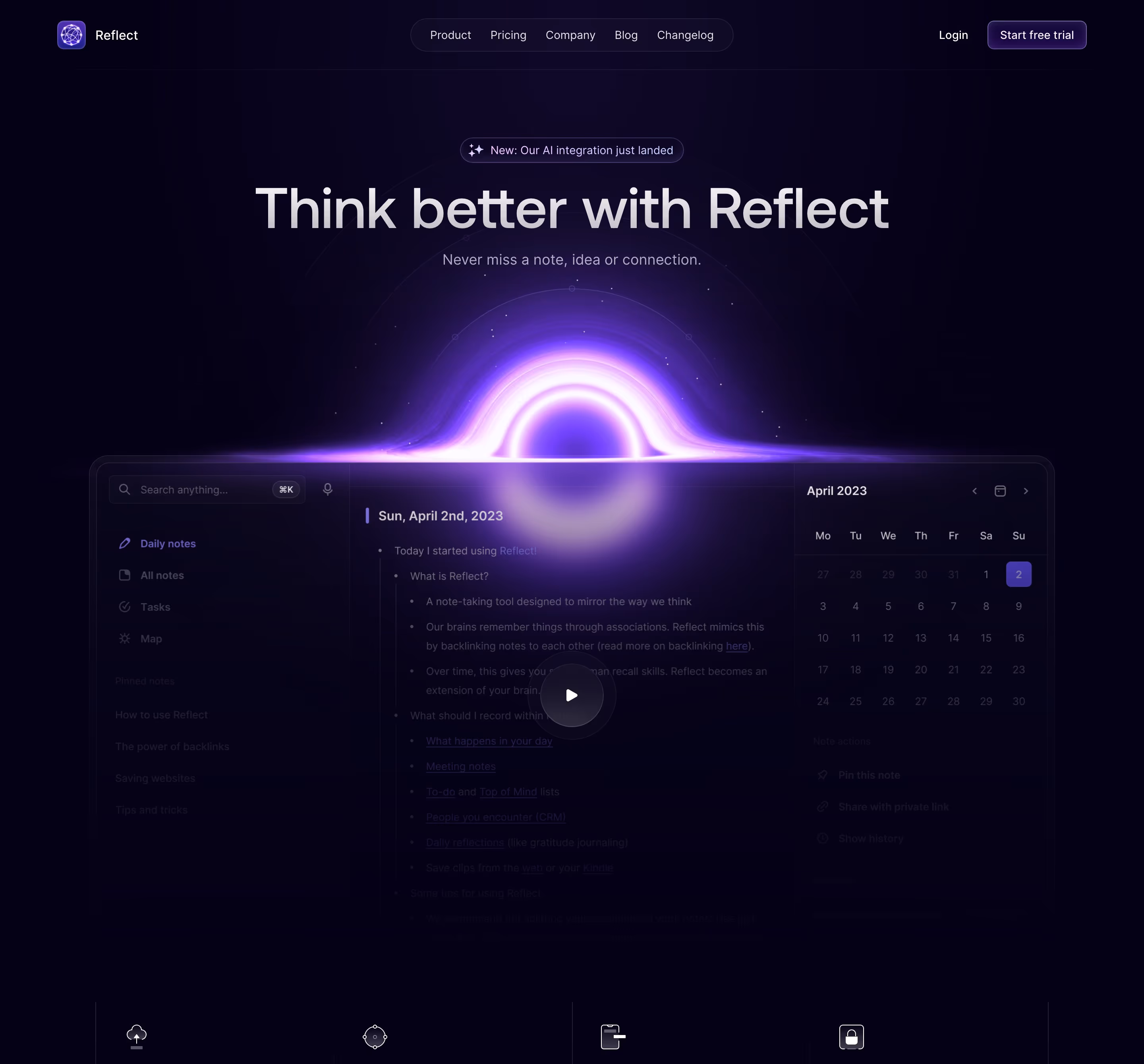 Reflect hero design — Productivity & Collaboration