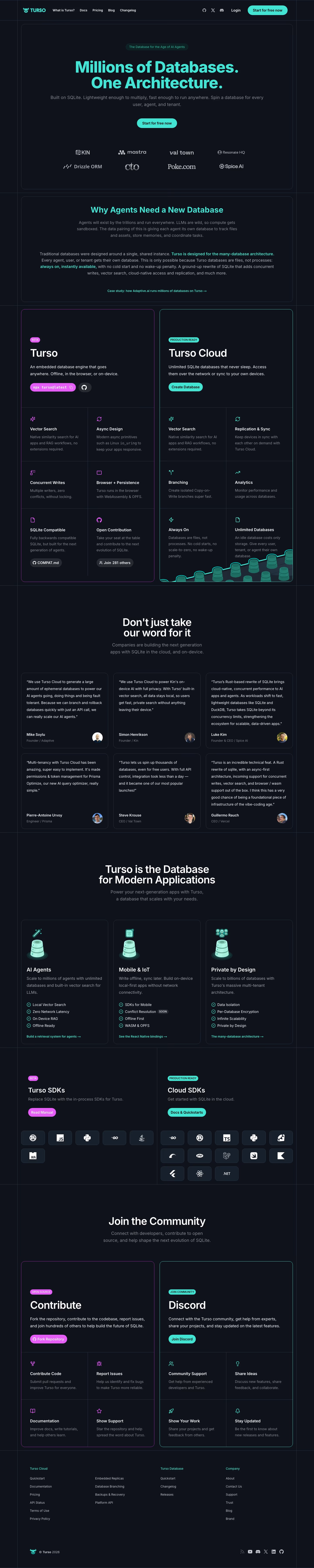 Turso landing page design — Engineering & Infrastructure