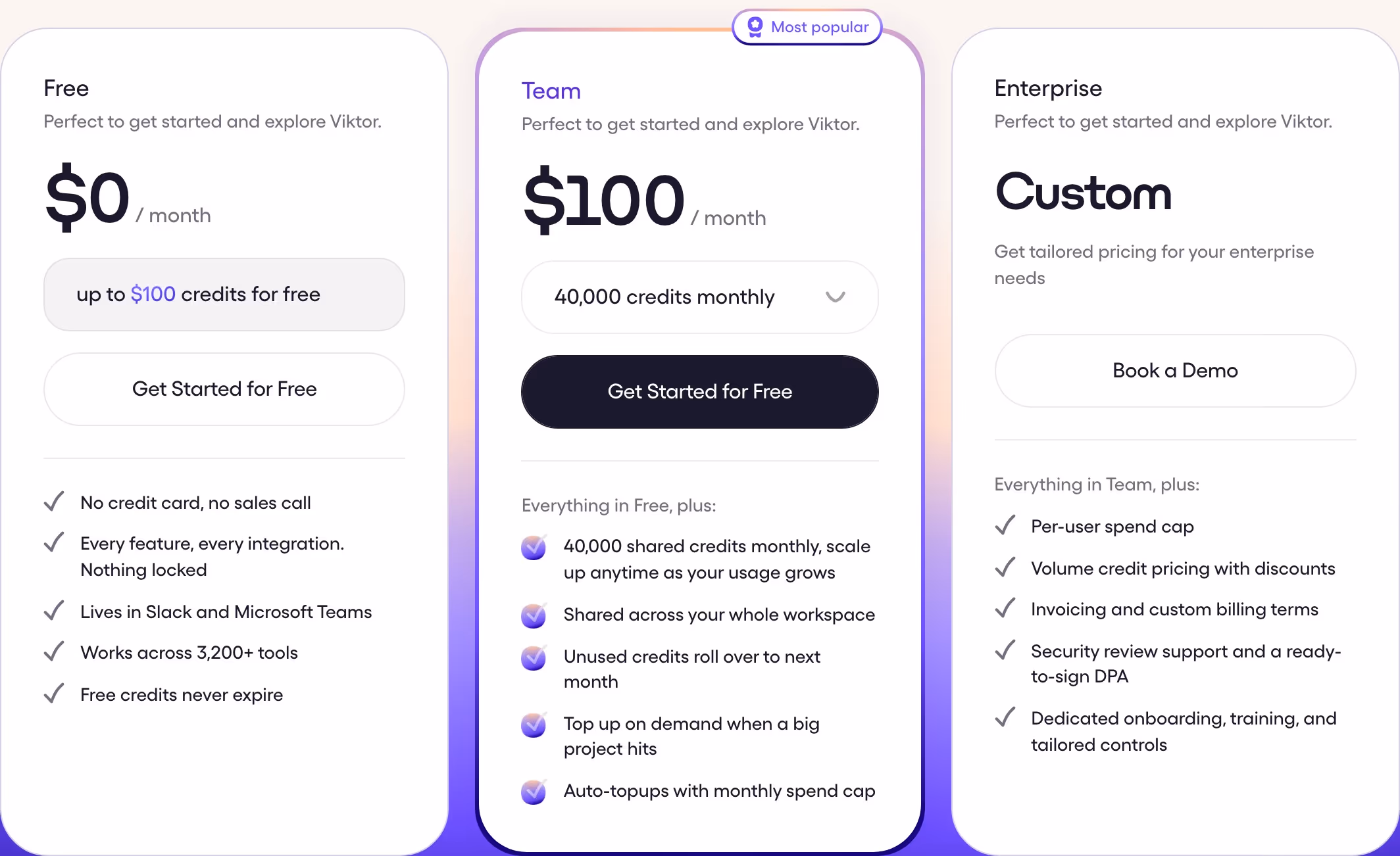 Viktor pricing design — Productivity & Collaboration