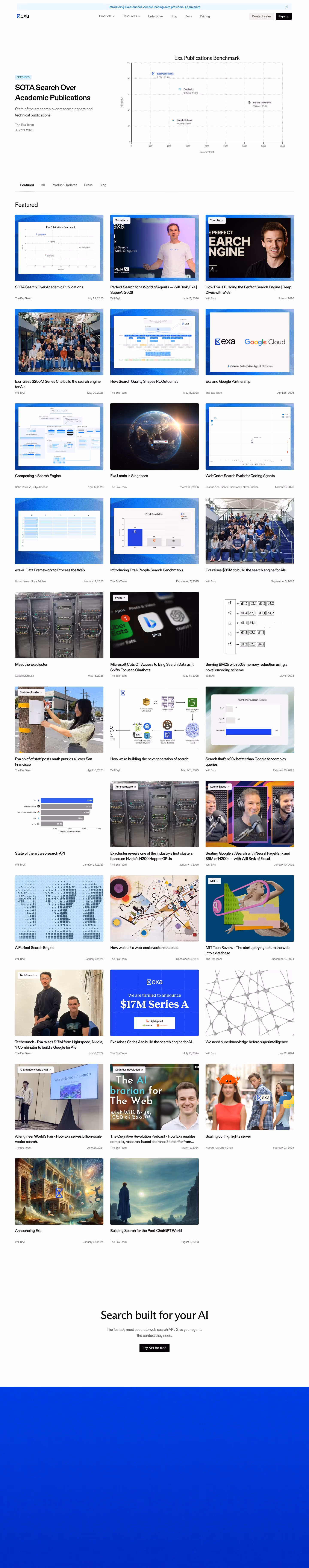 Exa Blog pages section design