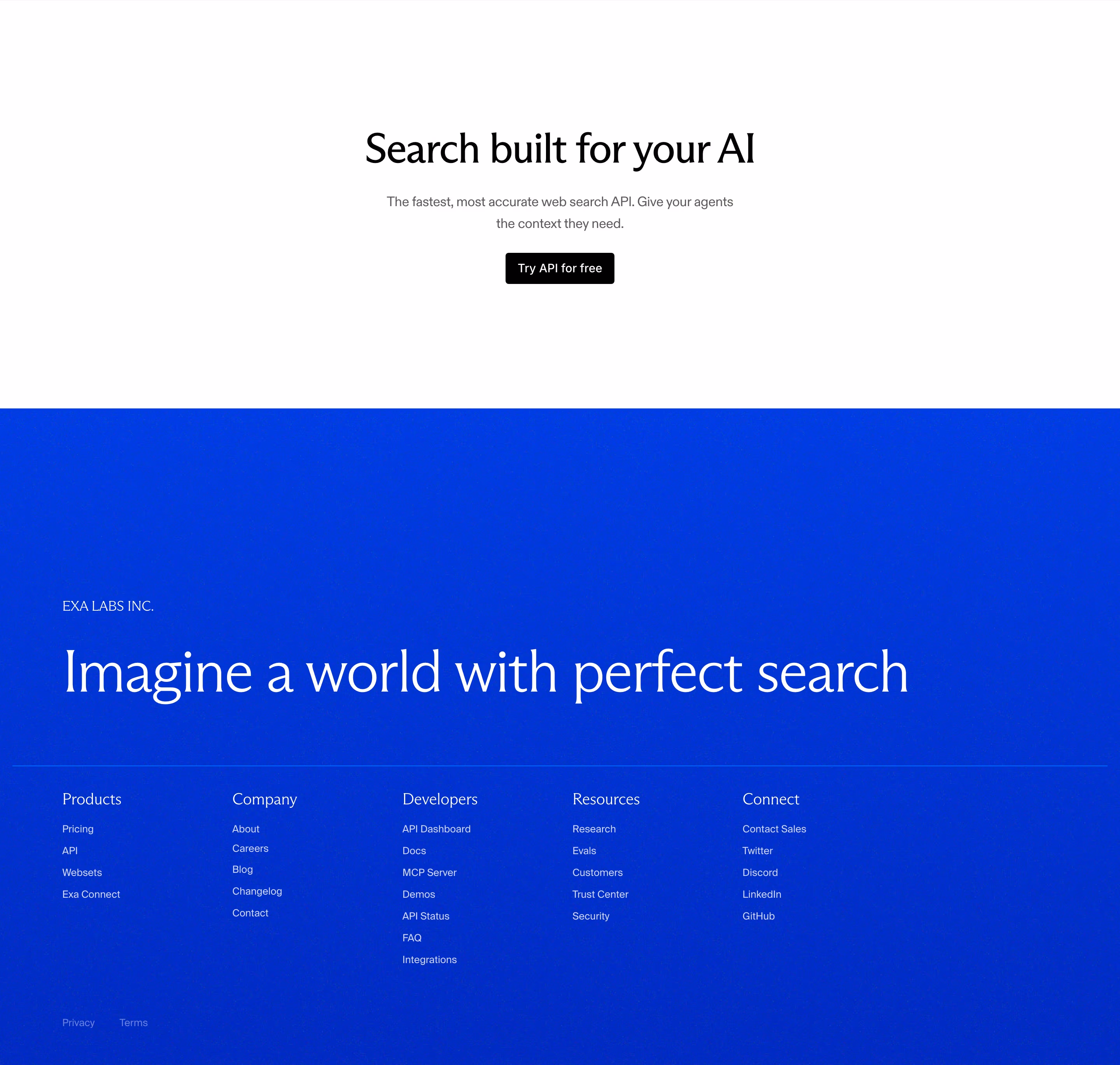 Exa footer design — Engineering & Infrastructure