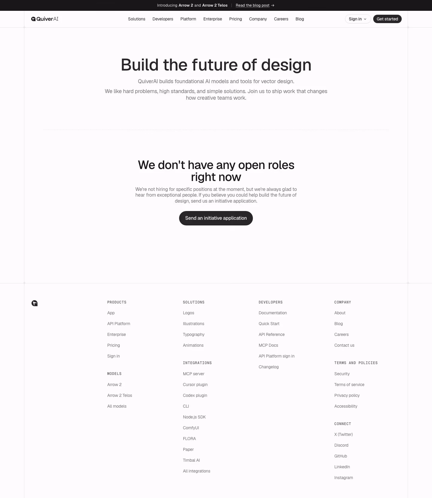 Quiver Careers pages section design
