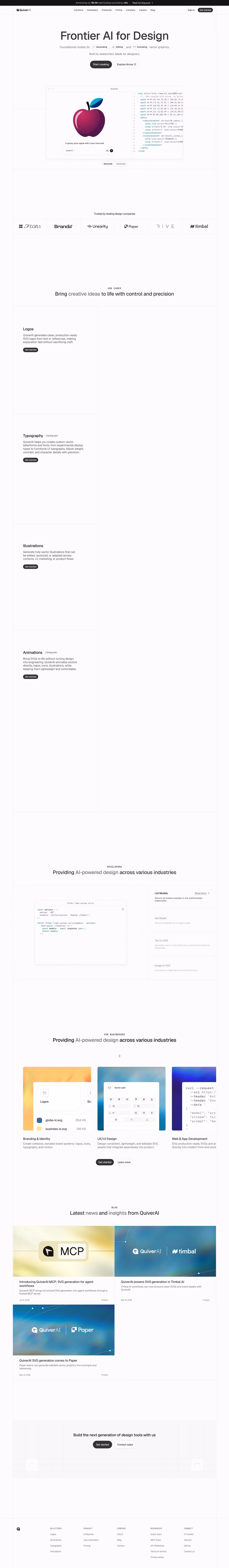 Quiver landing page design — Design & Creative