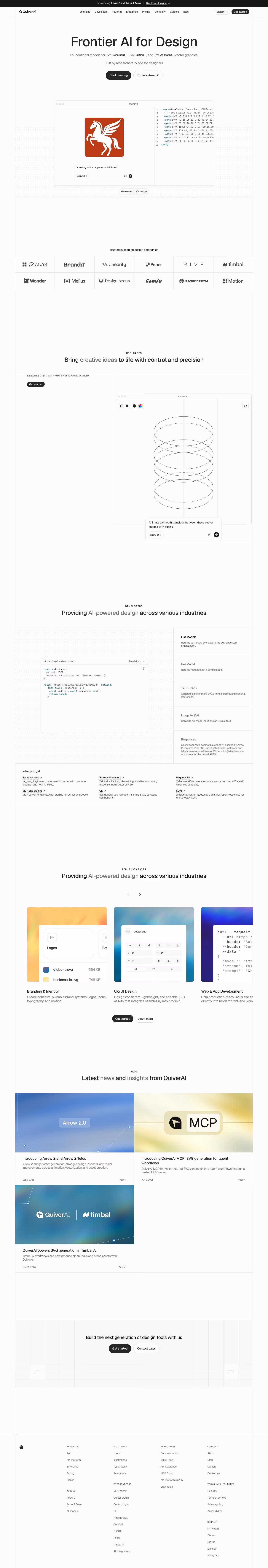 Quiver full landing page screenshot (desktop)