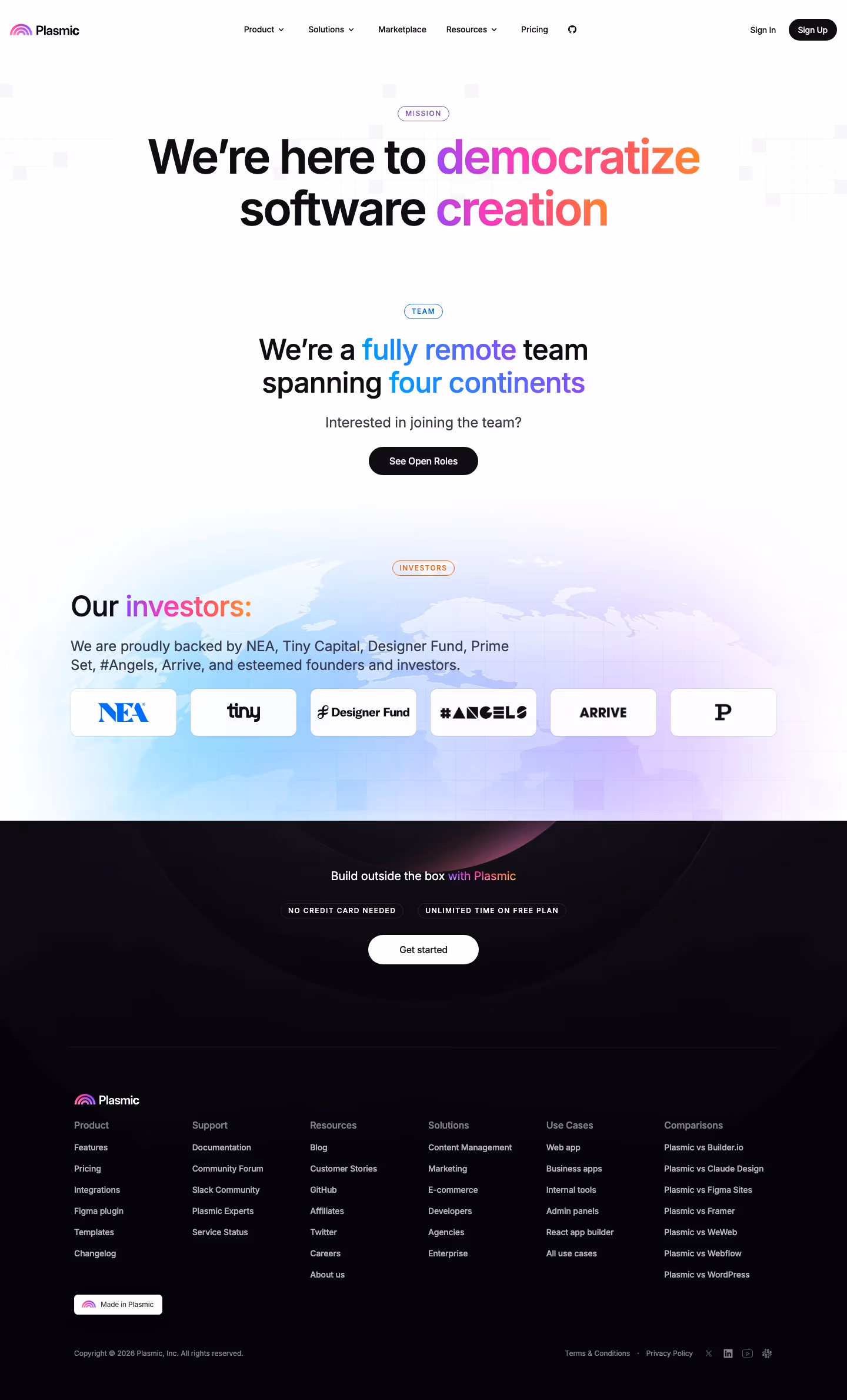 Plasmic about us design — Marketing