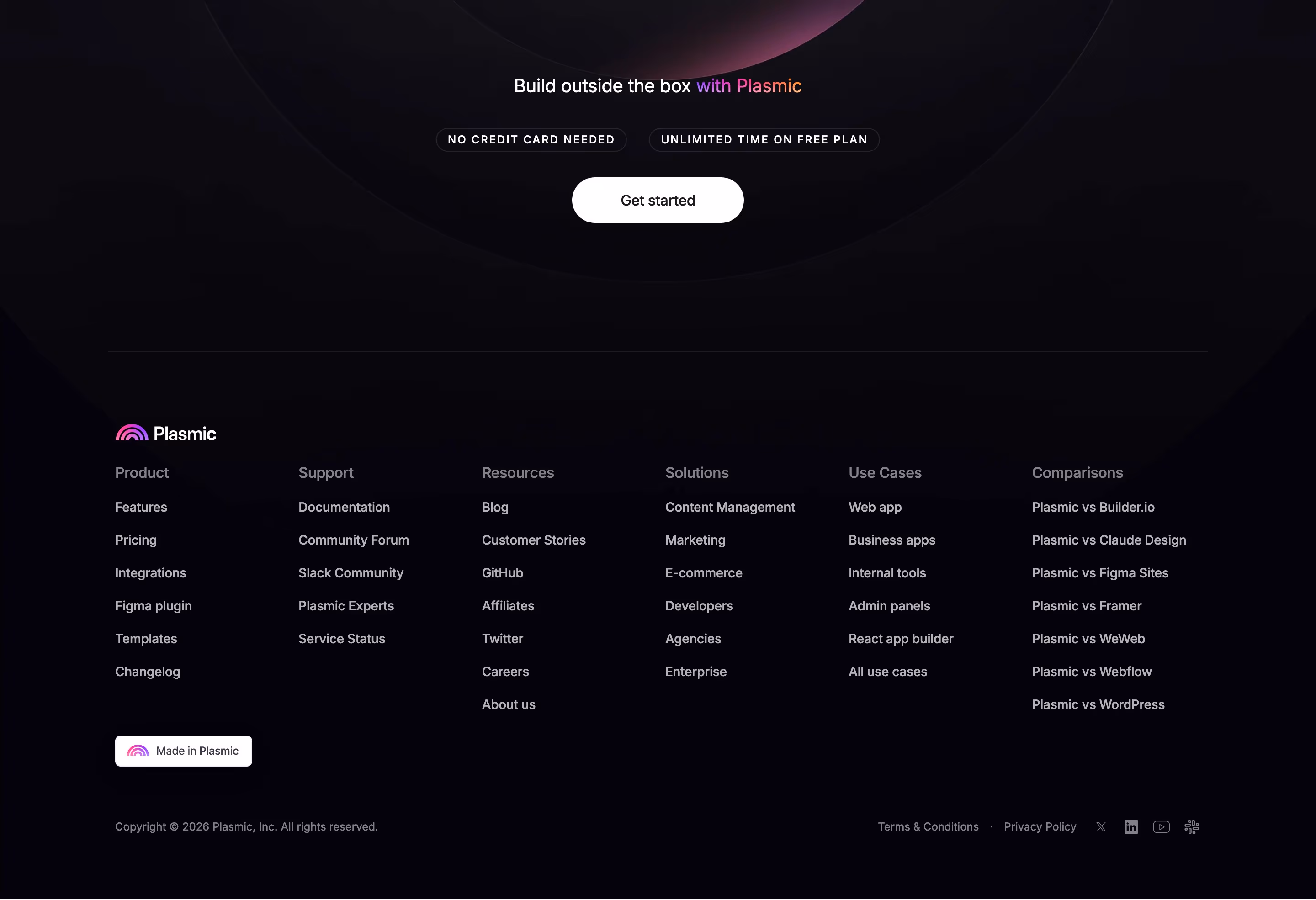 Plasmic footer design — Marketing