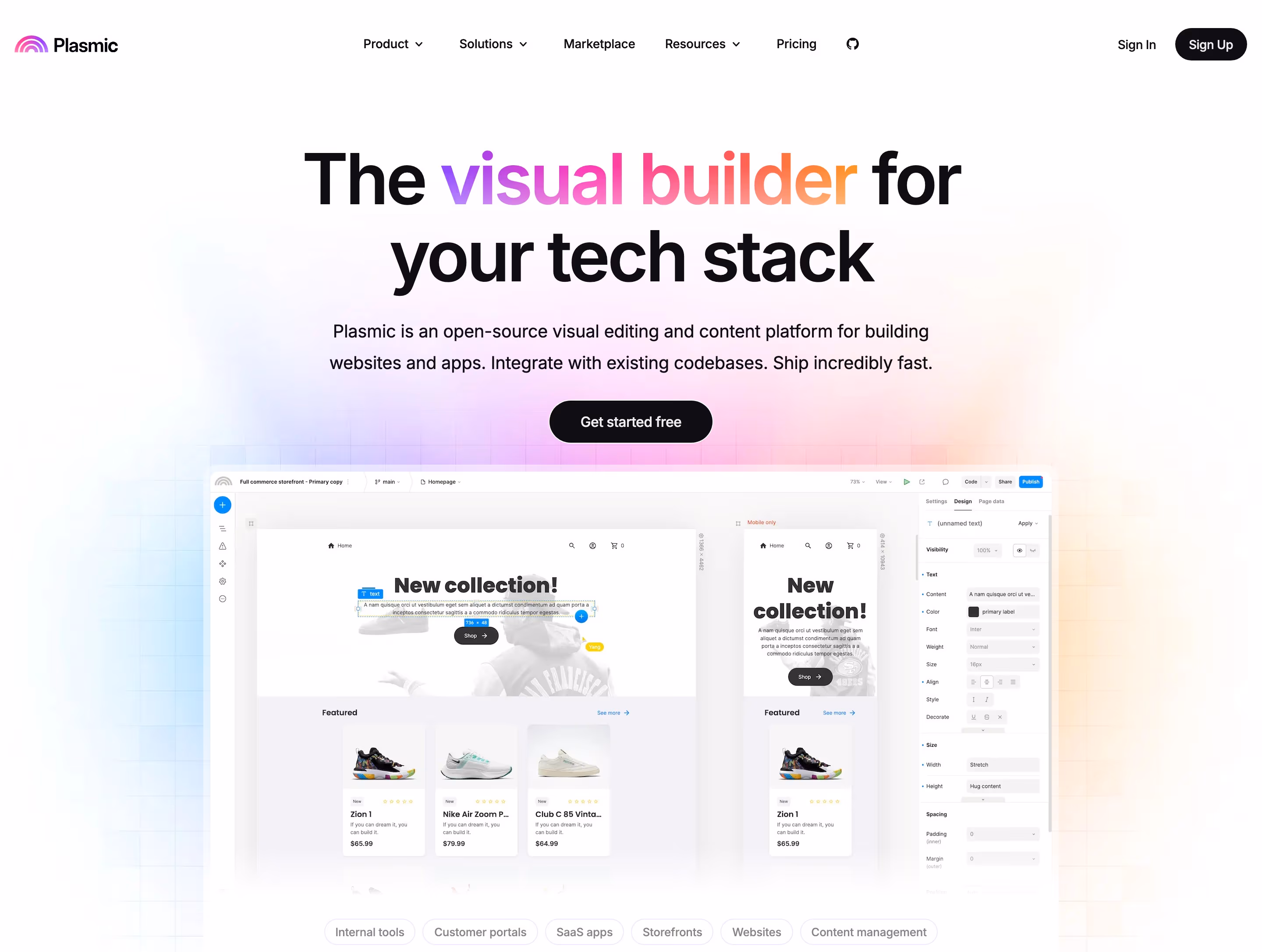 Plasmic hero design — Marketing